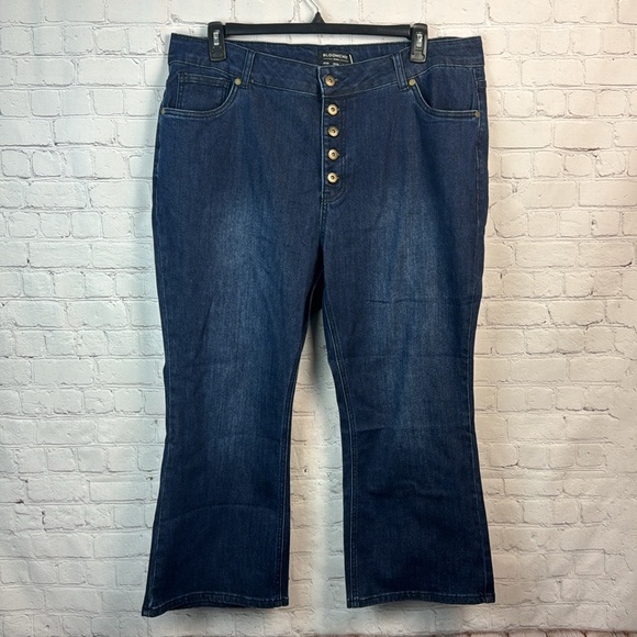 BloomChic Dark Blue Button Fly High Rise Bootcut Jeans Plus Size 20 - Picture 2 of 5